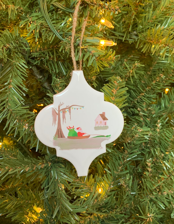 Ceramic Christmas Ornament - Santa on the Bayou