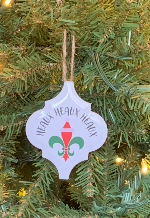 Ceramic Christmas Ornament - Santa Fleur de Lis - Heaux Heaux Heaux