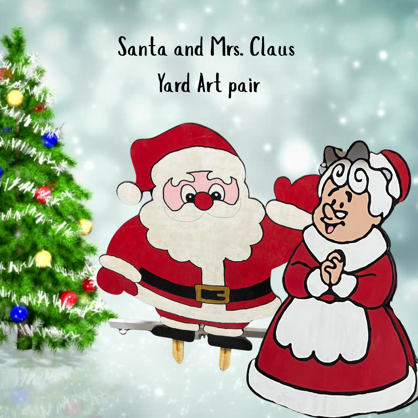 Christmas Santa & Mrs. Claus Yard Art-approximately 30" tall each